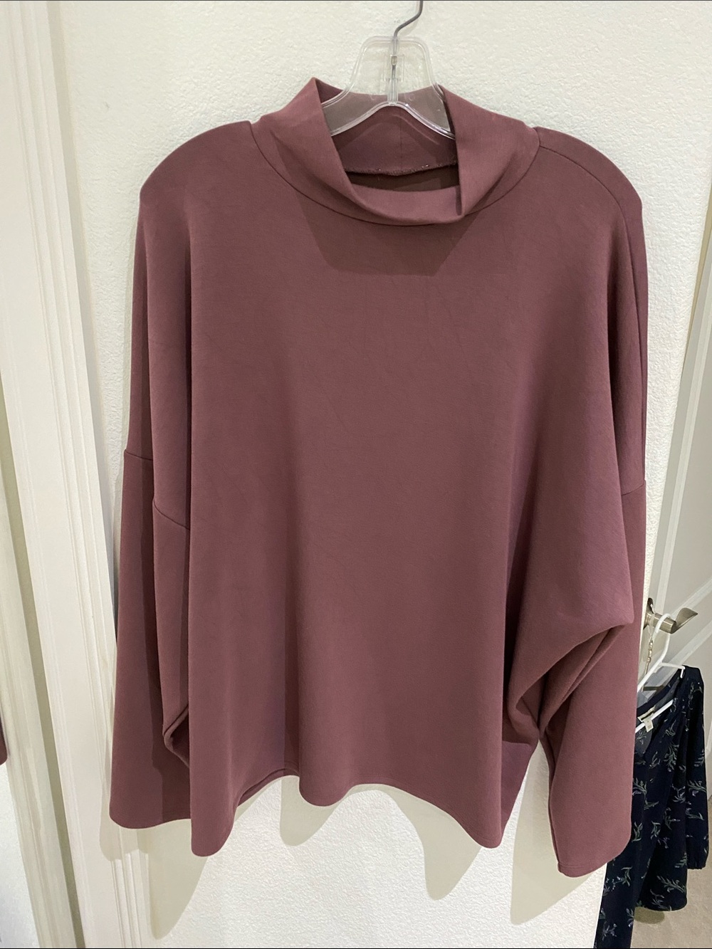 Express Mock Turtleneck Long Sleeve Top - Plum - Size XL